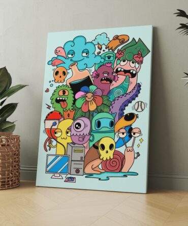Trippy Creatures Collage Matte Canvas Print