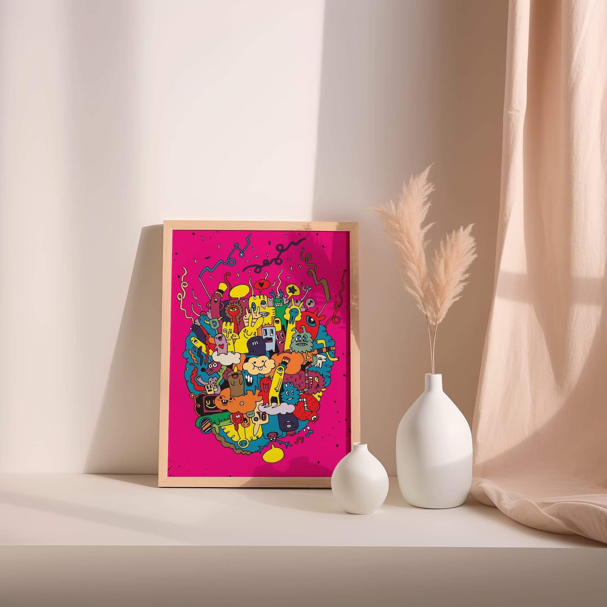 Dreamy Bubble Monsters Matte Poster Print - Image 2