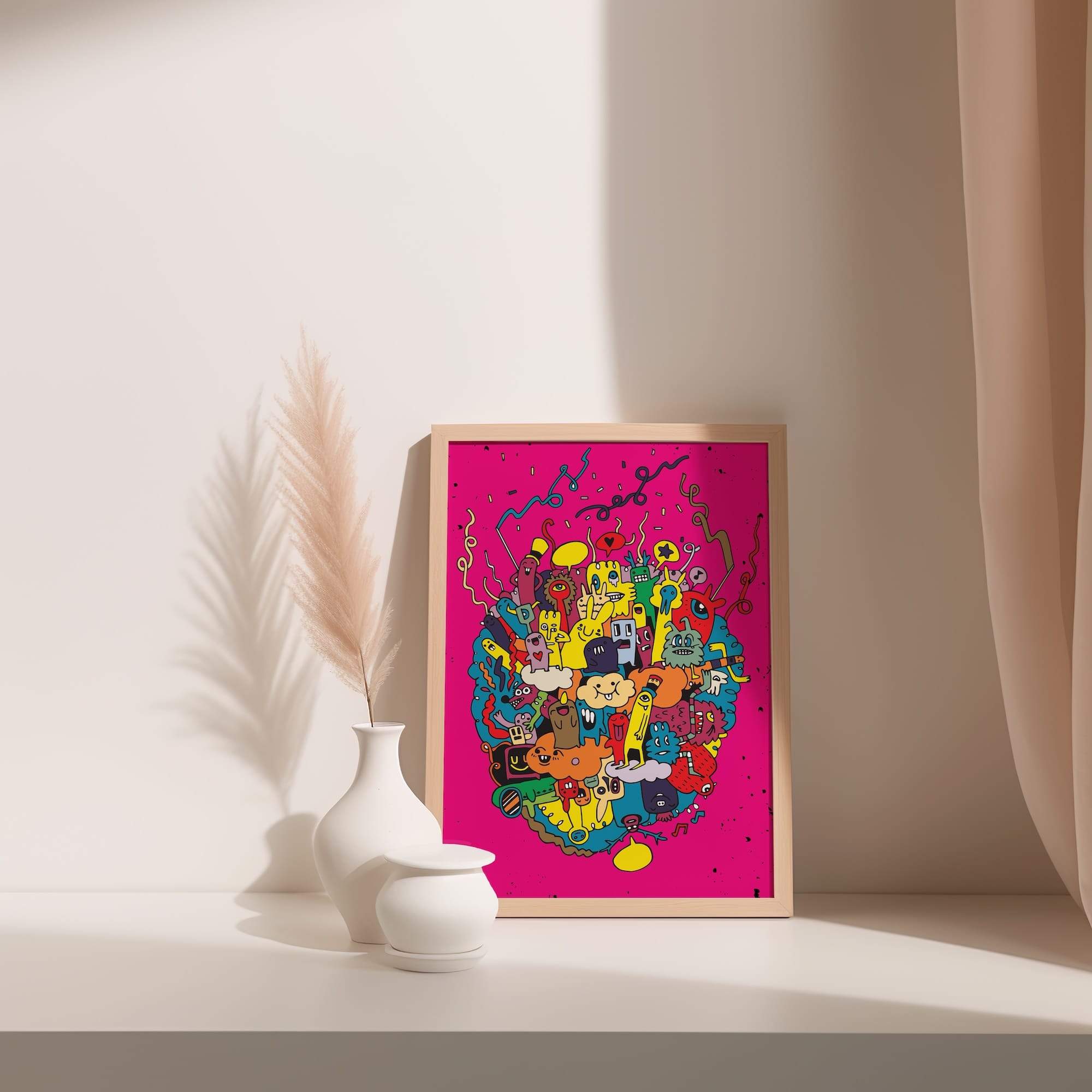 Dreamy Bubble Monsters Matte Poster Print - Image 3