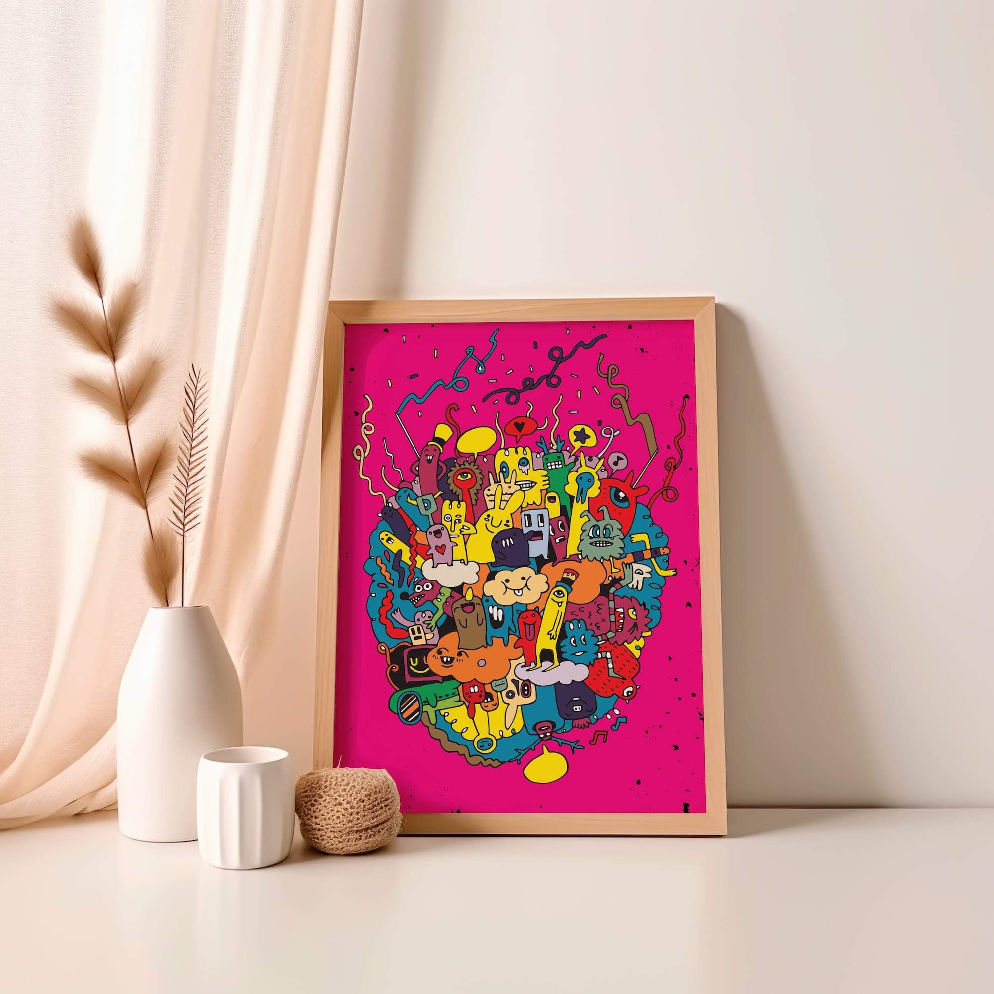 Dreamy Bubble Monsters Matte Poster Print - Image 4