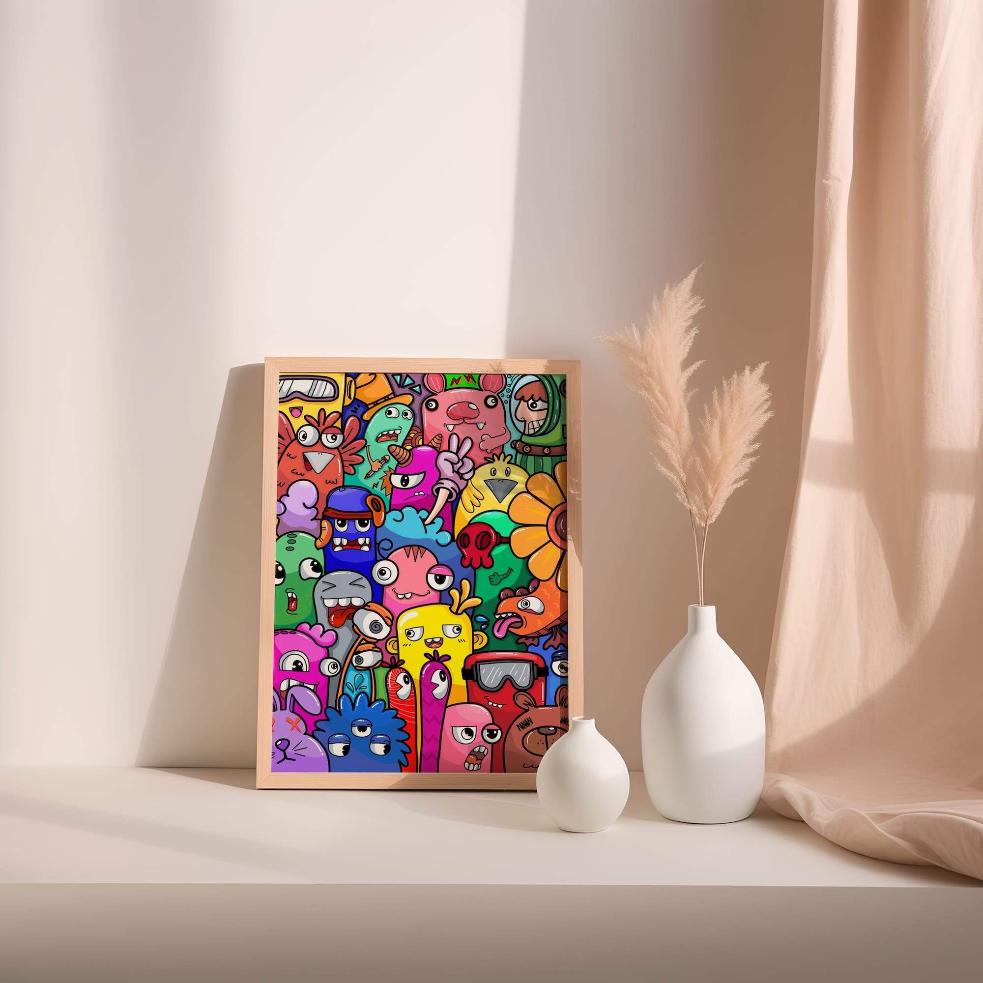 Flower Crowd And Funky Bunnies Matte Poster Print - Image 2