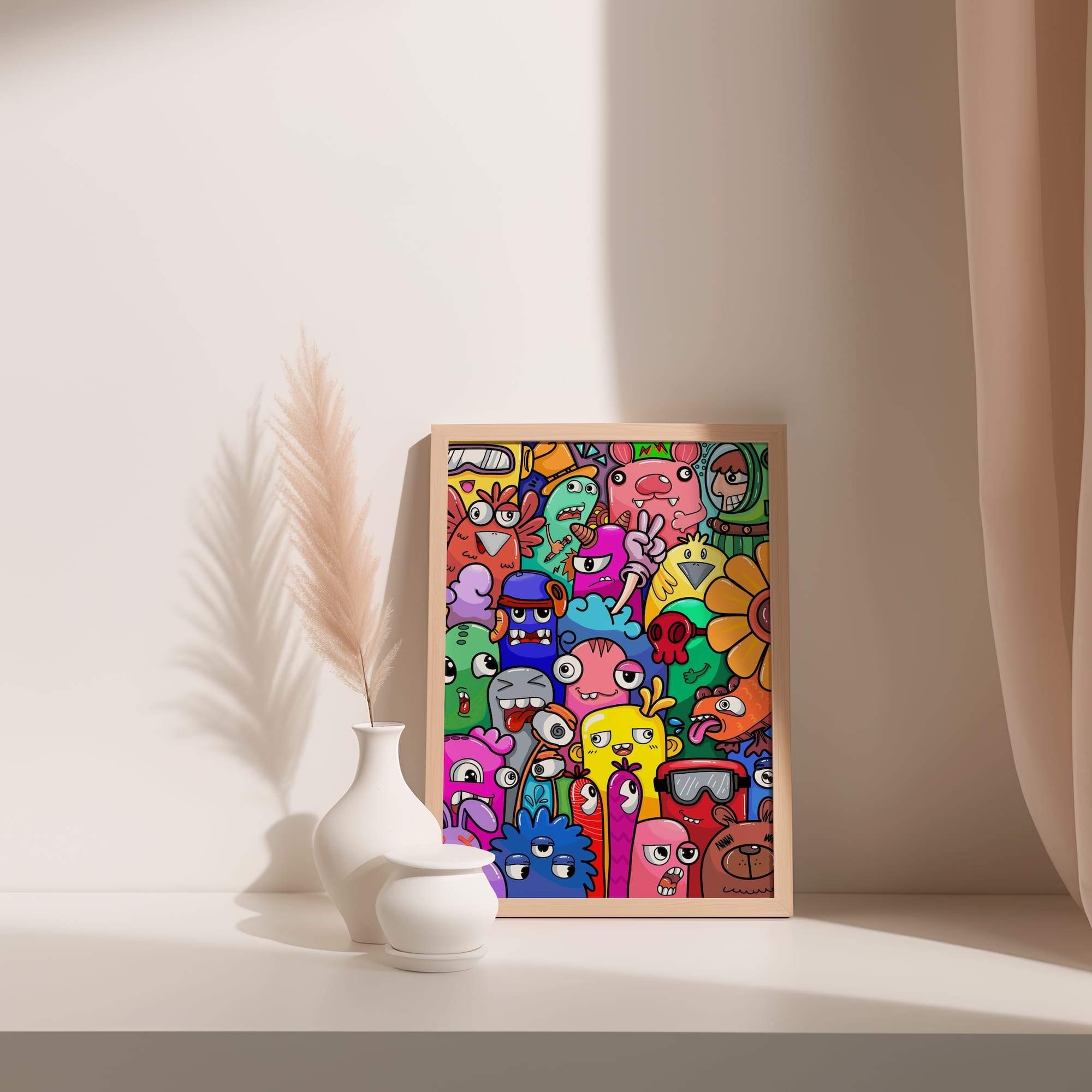 Flower Crowd And Funky Bunnies Matte Poster Print - Image 3