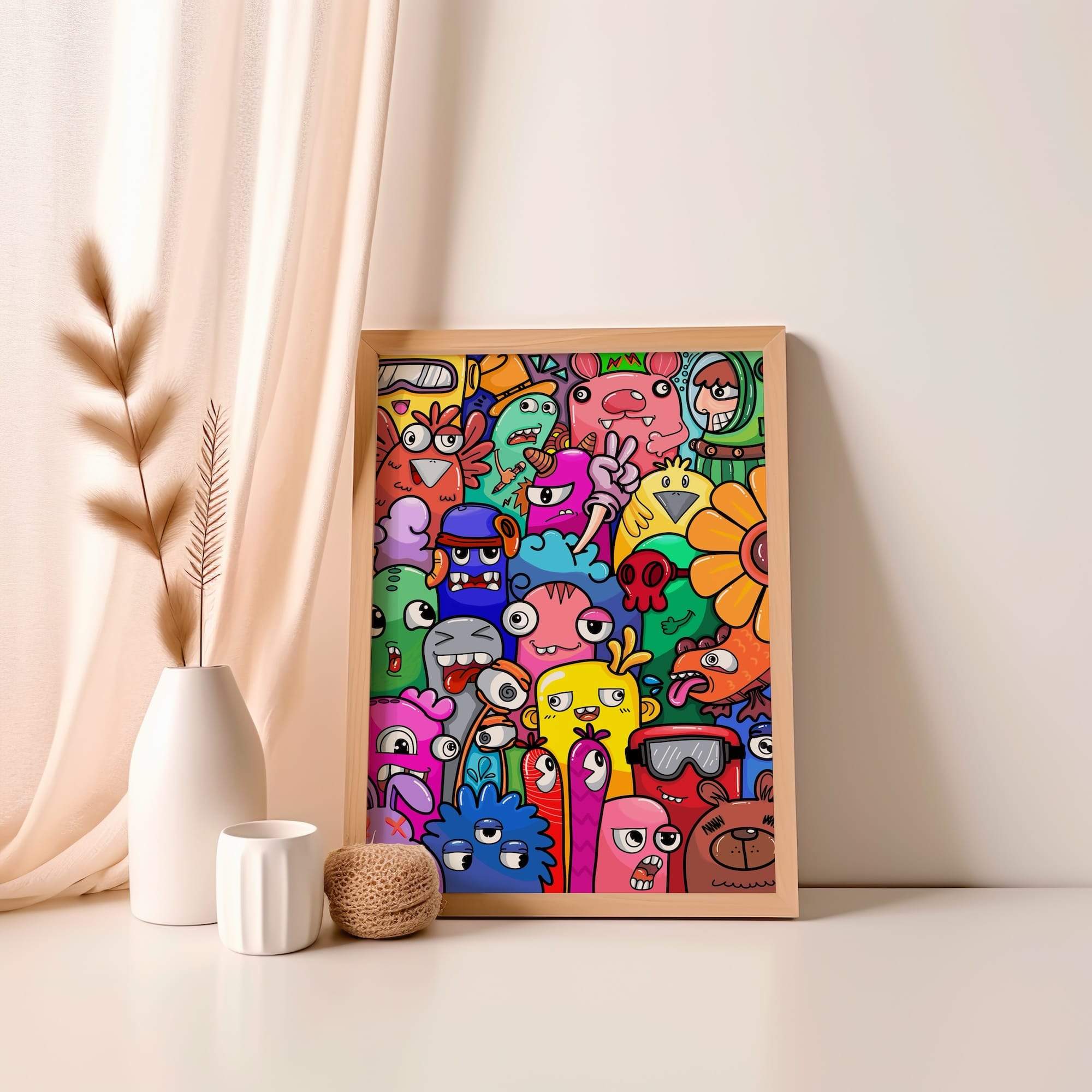 Flower Crowd And Funky Bunnies Matte Poster Print - Image 4