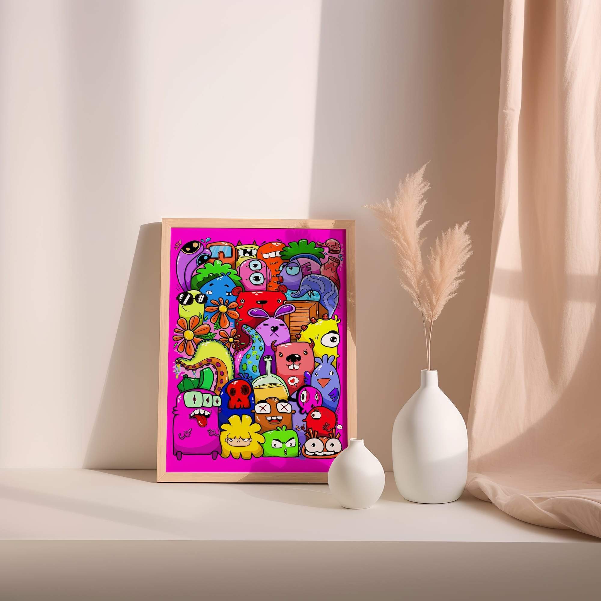 Flower Eyed Goofy Gang Matte Poster Print - Image 2