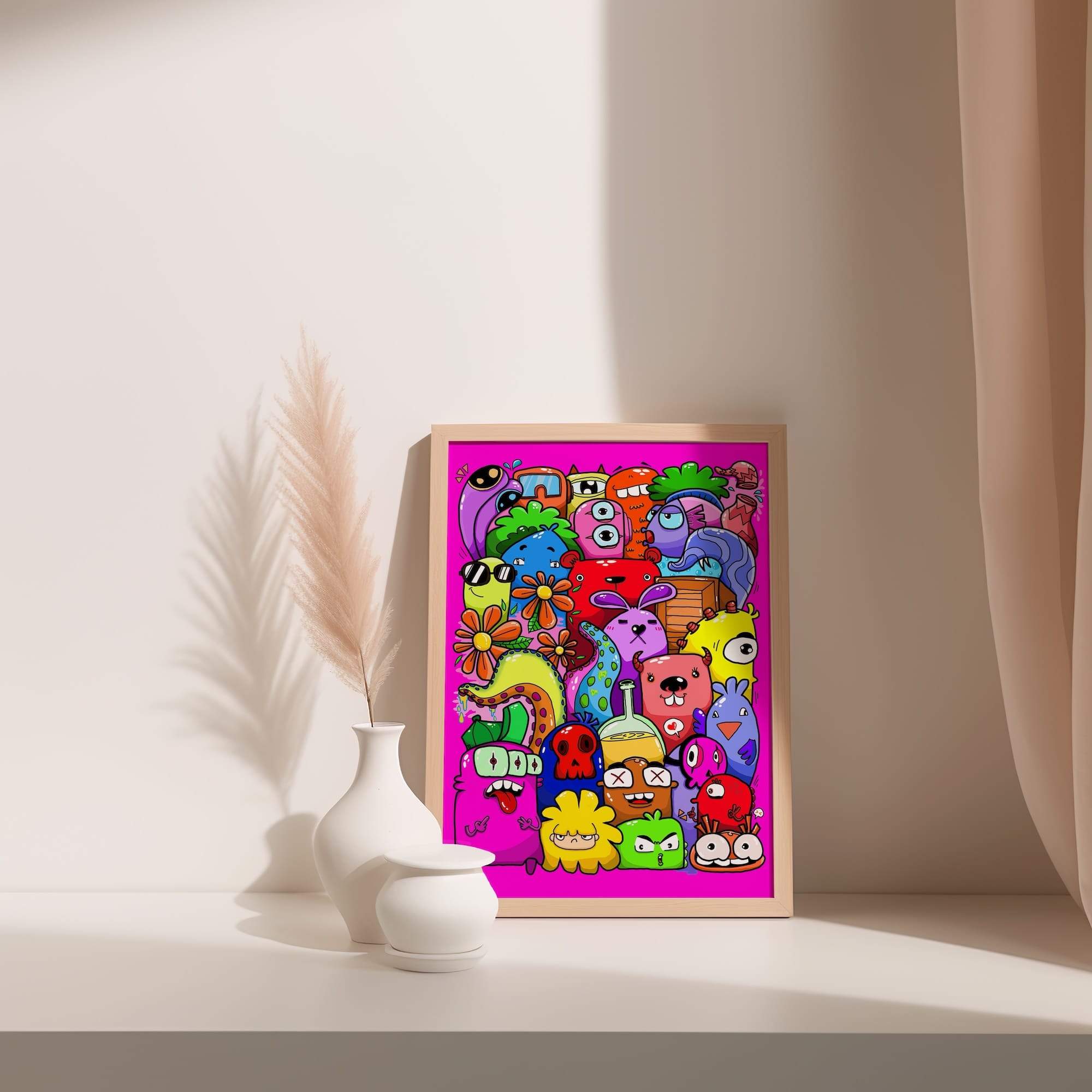 Flower Eyed Goofy Gang Matte Poster Print - Image 3