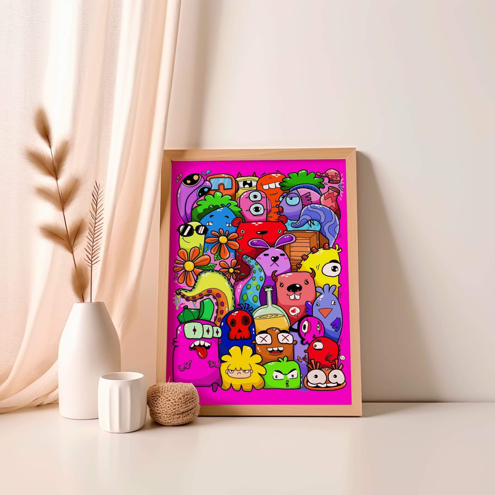 Flower Eyed Goofy Gang Matte Poster Print - Image 4