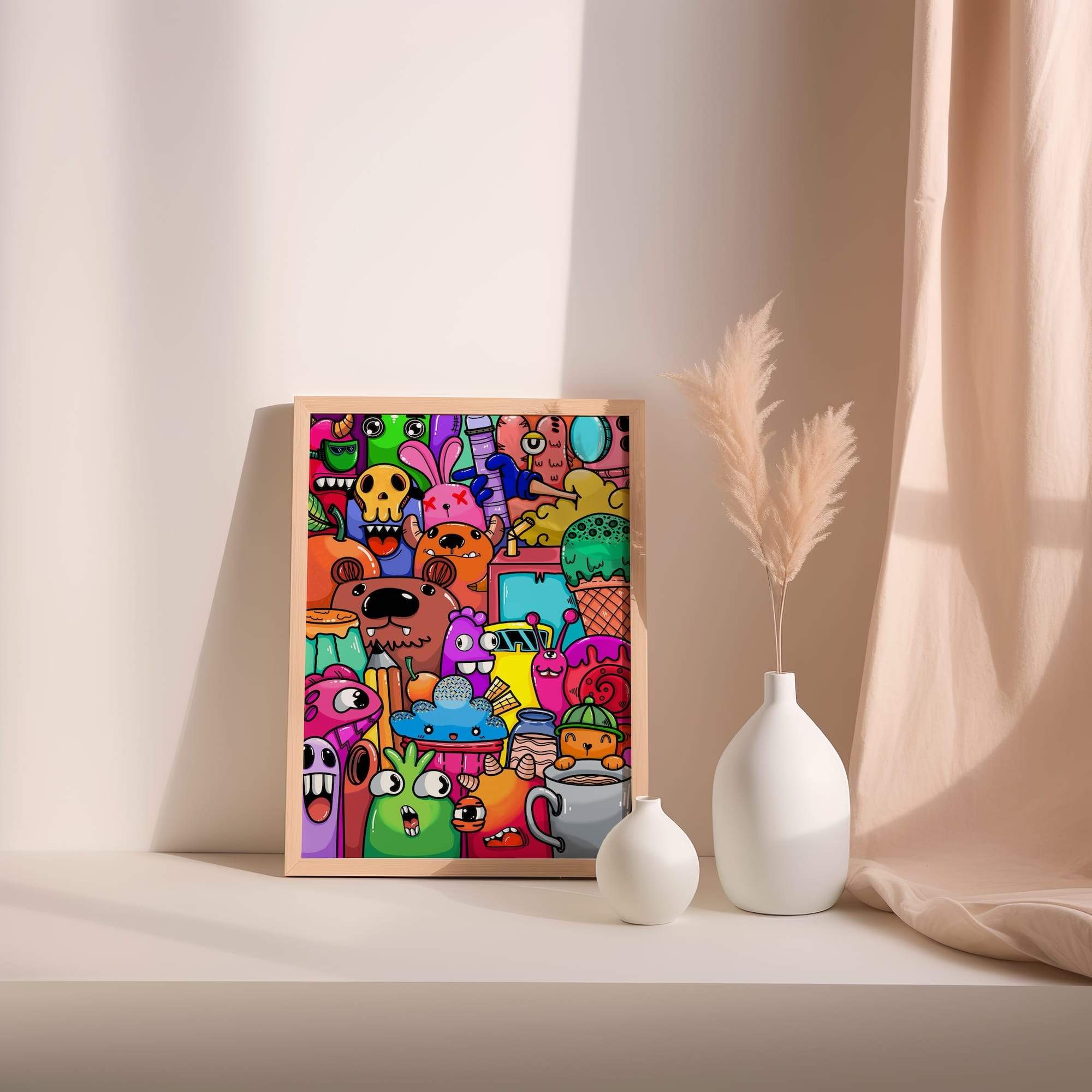 Flower Monsters Backyard Creatures Vivid Colors Matte Poster Print - Image 2