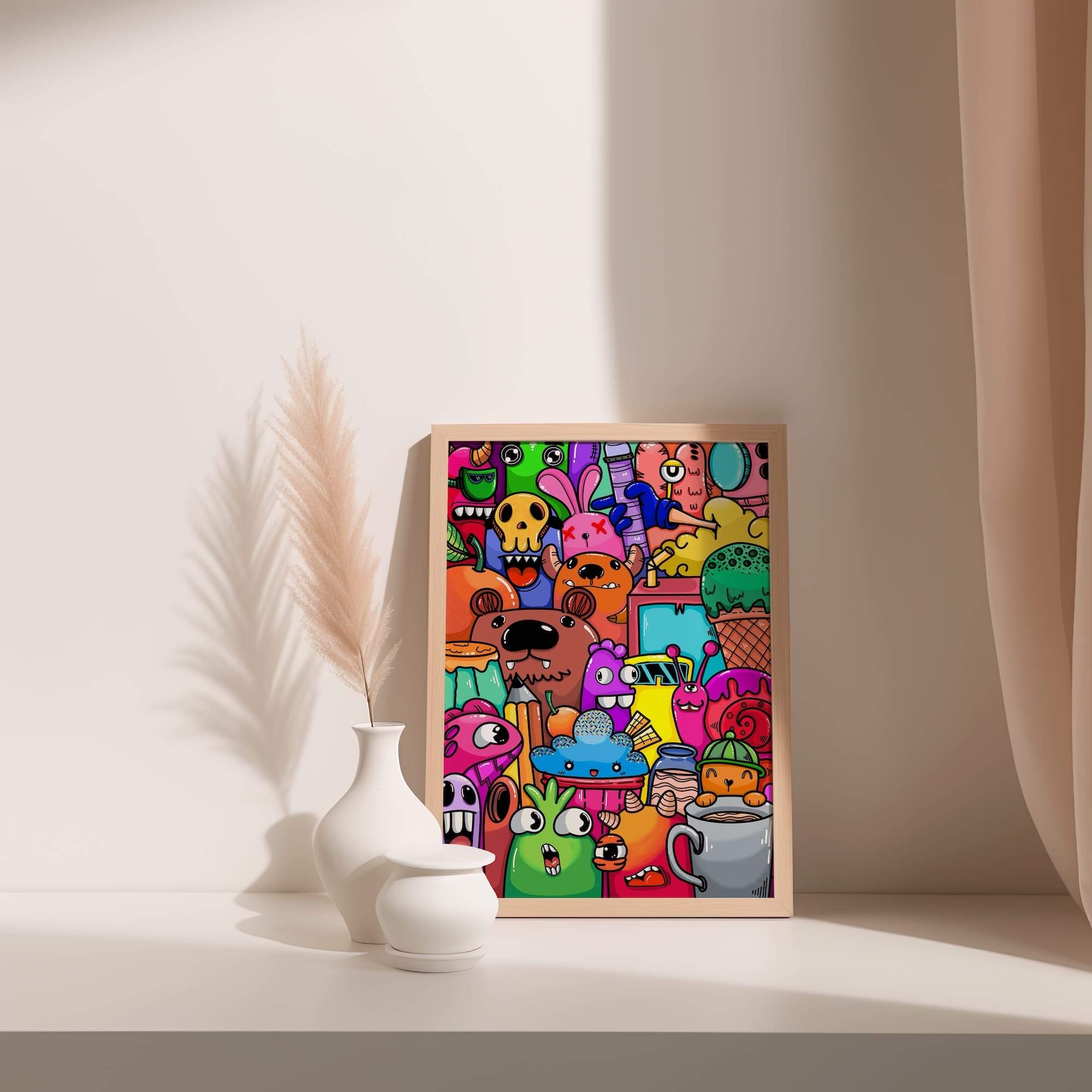 Flower Monsters Backyard Creatures Vivid Colors Matte Poster Print - Image 3