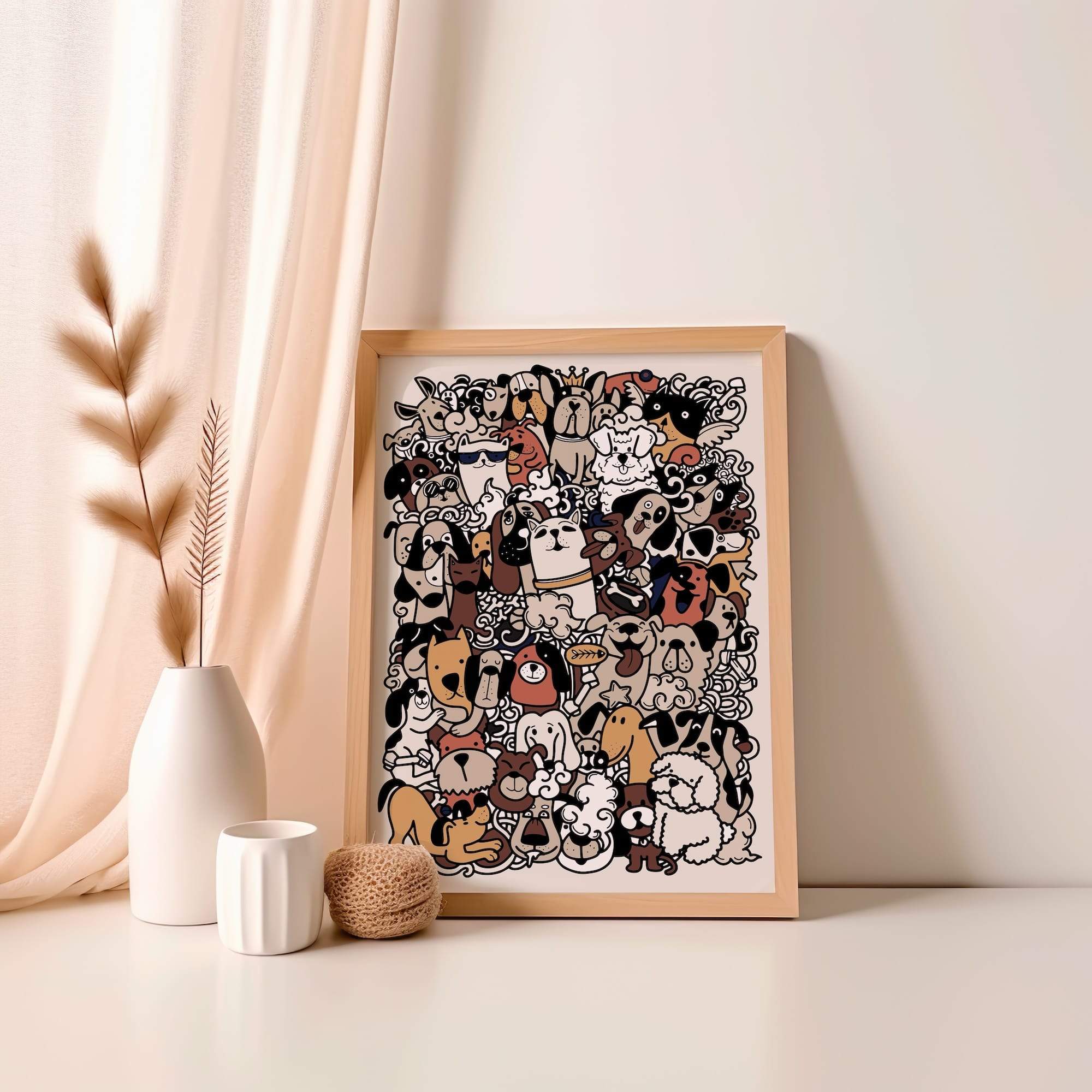 Puppy Face Crowd Matte Poster Print - Image 4