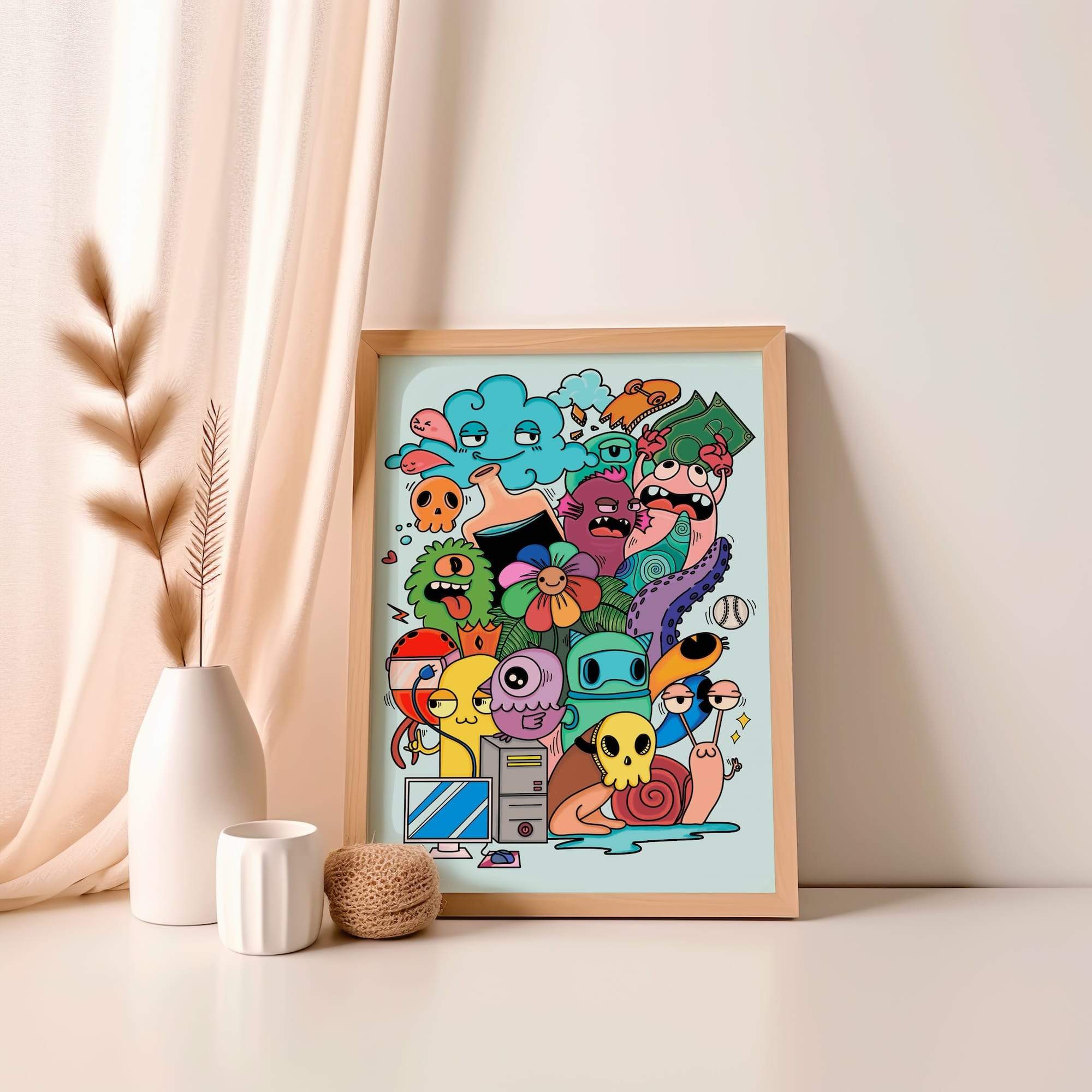 Trippy Creatures Collage Matte Poster Print - Image 4